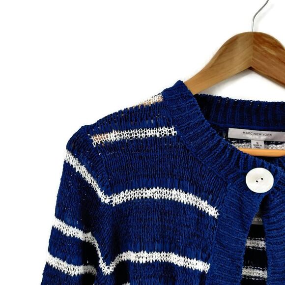 Marc New York by Andrew Marc Blue Striped Cardigan - Picture 3 of 4